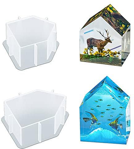 Epoxidharz Formen Hausformen, 2 Stück Silikonform Epoxidharz für Blumenkonservierung, Silikonform GießForm Resin für Basteln Silikon Schleifform Harz Handwerk, Silicone Gießform Resin DIY Harz Formen