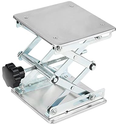 ZEONHAK 150 x 150 mm Laborscherenwagenheber, Laborwagenständer, Scherenhebebühne Hebebühne Höhe von 75 mm bis 260 mm, 1,2 kg