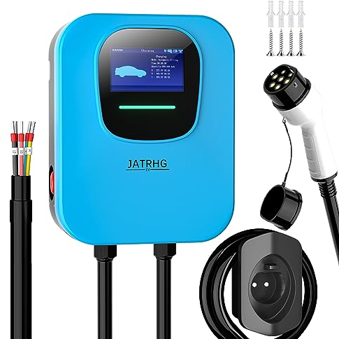 JATRHG EV-Ladegerät 22KW dreiphasig - Typ 2, 32A, Kabel 8M - Schnellladestation IEC 62196-2 Wallbox