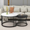 Moderne Rund Couchtisch 2er Set Rund Satztische Set Wohnzimmertisch Mit Metallgestell Und Marmor Furnier Beistelltisch Sofatisch Kaffeetisch Für Wohnzimmer (Schwarzer Rahmen + weiße Tischplatte)