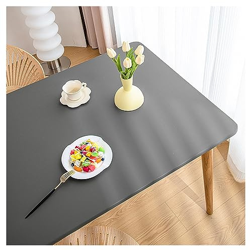 Kunstleder Tischdecke mit Elastischem Rand Rutschfest, PU Leder Esstisch Unterlagen, Leder Tischtuch Wasserdichte Fleckabweisend, Wetterfest Tischauflage Terrassentisch/Gartentisch(90x140cm,Dark Gra