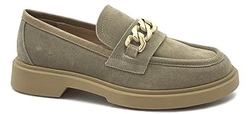 Keys 8540 Dodo Beige Damen-Mokassin-Schuhe aus Wildleder mit Kette 40