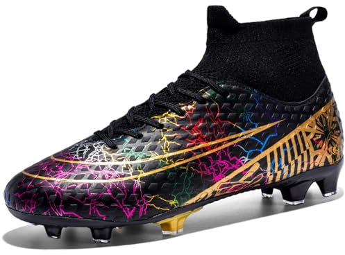 VTASQ Fußballschuhe Herren High Top Spike Kunstrasen Fussballschuhe Kinder Jungen Stollen Cleats Professionelle Athletics Trainingsschuhe Outdoor Sport Fußball Stiefel Schwarz EU 42