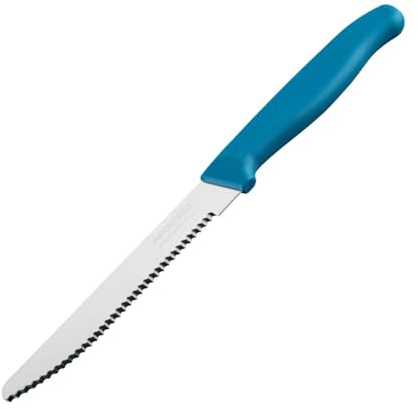 NIROSTA Elemental Frühstücksmesser – Made in Germany – Scharfer Wellenschliff für Brötchen und Brezeln – Nachhaltiger Griff, Blau/Silber