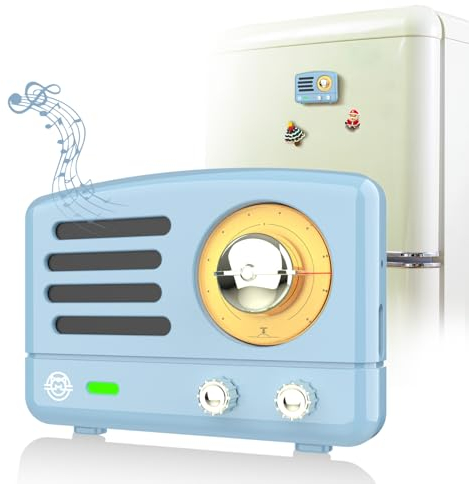 Muzen Altavoz Bluetooth Magnético, Mini Retro Bluetooth Speaker Pequeño con Cable USB C Bluetooth 5.3, Regalos Vintage Originales para Mujer (Azul)