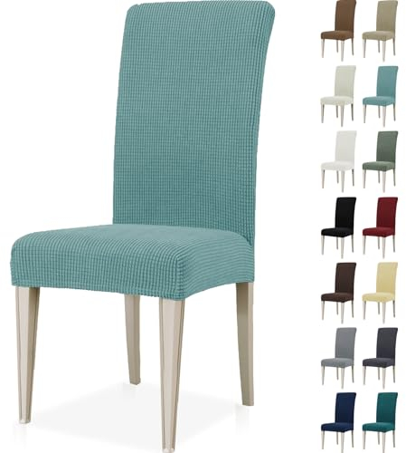 Ystyle Fundas Sillas De Comedor Pack 6, Fundas para Sillas Ajustables, Funda para Sillas Elástica, Cubre Funda Protectora Sillas Lavables para Banquetes Hogar Restaurante Hotel, Azul Claro