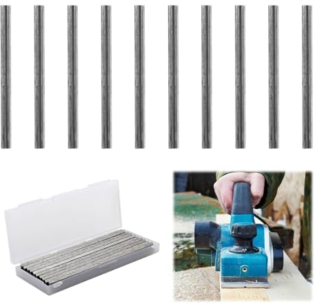 10 Pcs 82mm HSS Reversible Planer Blades, Carbide Electric Dual Cutting Edges Replacement Stainless Steel Solid Planer Knives Boxed Woodworking DIY Tool Compatible with Makita Bosch Hitachi