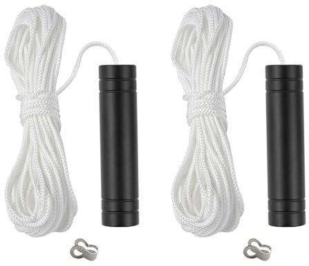UYU Yong 2Pcs Bathroom Light Pull Cord Extension - Black 4cm Handle with 150cm Cord Connector for Toilet, Ceiling Light