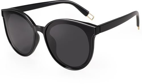 Dollger Polarized Oversized Sonnenbrille für Herren Damen Trendy Cateye Sonnenbrillen Designer Retro Damen Sonnenbrille mit UV-Schutz Schwarz