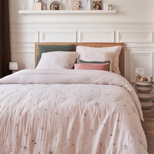 Bettbezug, Bedruckt, aus Baumwollgaze, Breakfast in Paris, 140 x 200 cm, Essix, Beige