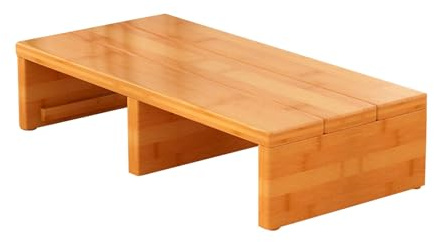 MBBTAG Bambus Step Hocker für Erwachsene, fußbank Holz, Robust und langlebig, tritthocker Erwachsene, Mit Rutschfester Unterseite, treppenstufen Holz, Schlafzimmer, Garten, Küche(60x30x11cm)