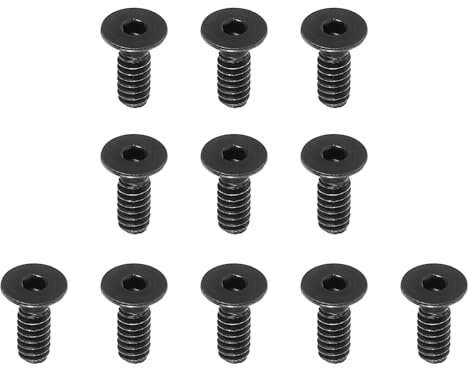 PATIKIL #6-32 x 3/8 Pouce Vis Tête Cylindrique Six Pans Creux, 10 Pack Boulons Fraisés Plats Tête Hexagonale Machine Entraînement Vis Filetage Complet Grossier Unc Oxyde Noir Grade 10.9