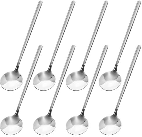 Cuillère à Café en Acier Inoxydable, 8 Pièces Cuillères à Thé Petite Cuillère à Dessert à Dessert Cuillère D'agitation pour la Maison, Cuisine, Restaurant (Argenté)