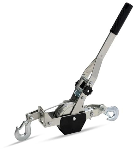 POLESTAR Come Along Seilwinde, 680 kg Zugkapazität, 4,5 m Stahlseil-Handwinde mit 2 Haken, robuste Doppel-Ratschen-Kabelwinde Abzieher, Automobil-Abschlepphebe-Abzieher für Bergung, Umzug, Sichern