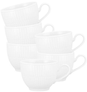 Seltmann Weiden Amina Weiß Kaffeetassen 6er Set, 250 ml, Kaffeeobertassen mit dezentem Relief-Muster, Spülmaschinen- und Mikrowellenfest, Porzellan, Weiß