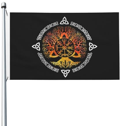 Wikinger Nordische Mythologie Kelten Baum Des Lebens Fahne Langlebig Flagge Hofflagge Für Yard Veranda Home 90X150Cm