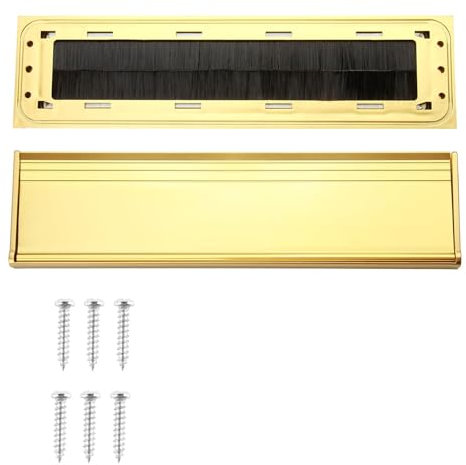 11.48 Inch Letterplate Golden Letterbox Cover for uPVC, Composite or Wooden Doors, Premium Draught Proof Postal Letterbox, Letter Box Catcher with Seal, Blocks Drafts, Dust & Debris, Easy Install