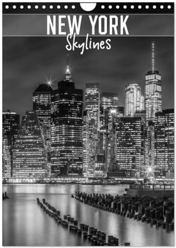 NEW YORK Skylines (Wandkalender 2026 DIN A4 hoch), CALVENDO Monatskalender: Urbane Impressionen in monochrom (CALVENDO Orte)