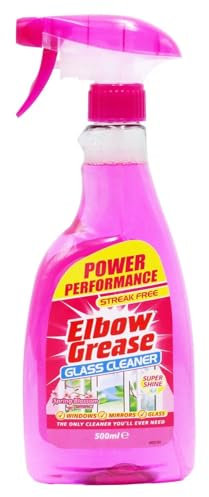 Elbow Grease Glass Cleaner Spray 500ml – Streak-Free Shine with Spring Blossom Scent – Fast Drying, Multi-Surface Window & Mirror Cleaner for Home & Car - Pink 1 Pack