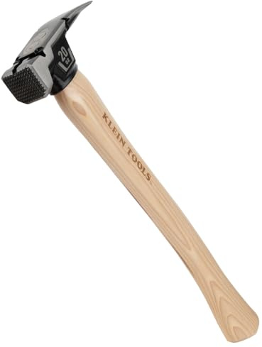 Klein Tools H80920H Milled Face Framing Hammer with Straight Claw, 20-Ounce Forged Steel, Hickory Handle, California Framing Style, Magnetic Nail Starter, and Extra-Large Squared Strike Face