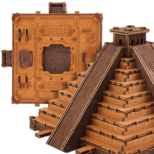 WOODEN.CITY Inca Pyramide Puzzle Box - 3D Escape Room Puzzle für Erwachsene - DIY Pyramide Puzzle mit versteckten Fächern & mechanischen Rätseln - 167 lasergeschnittene Teile, Ersatzteile & Birkenholz
