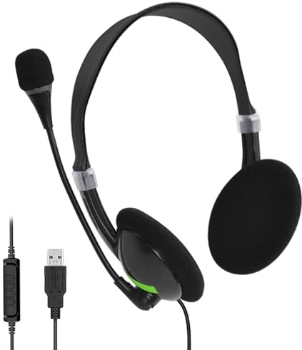 USB-Kopfhörer mit Kabel: einstellbar über Kopfhörer, Kopfhörer mit Computermikrofon | Videokonferenz-Ausrüstung der -Klasse, Audiogerät für Spiele mit Zoom