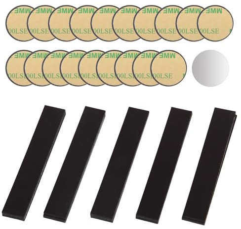 DBALL 15 Stück Selbstklebende Magnetstreifen 20 x 120 x 2 mm Starkes Magnetband Zuschneidbaren Magnet Streifen für DIY Fotoaufhängungsprojekte (mit 20 Magnetischen Metallfolien)