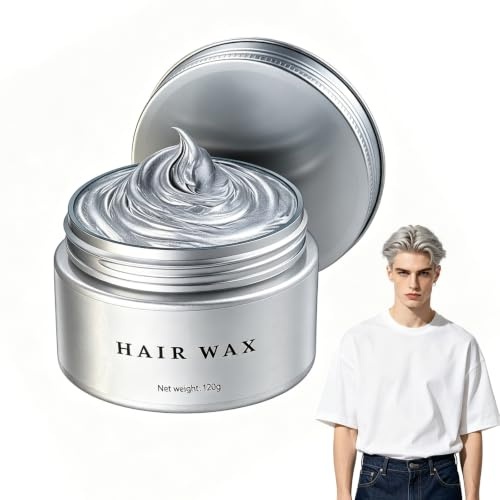 Cera Colorante Gris para Cabello,Haartönung Temporäre Haarfarbe,Colorear y Fijar, Gel de Peinado DIY para Fiesta,Cumpleaños,Cosplay, Carnaval y Navidad,Hombres y Mujeres,120g