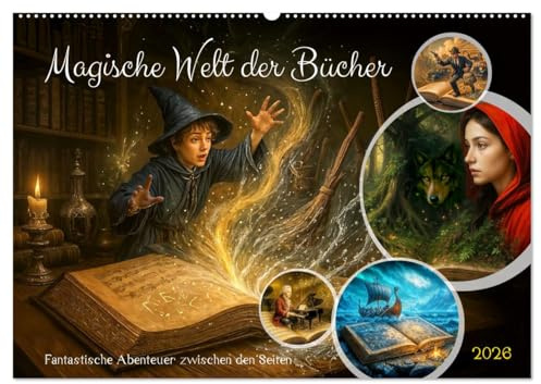 Magische Welt der Bücher - Fantastische Abenteuer zwischen den Seiten (Wandkalender 2026 DIN A2 quer), CALVENDO Monatskalender: Ein Jahr voller ... zum Leben erwachen. (CALVENDO Wissenschaft)