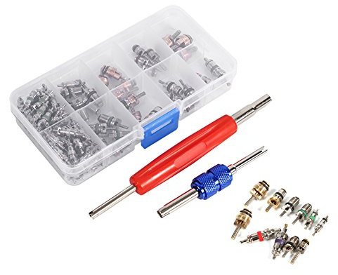 VGEBY Universal 102 stücke Klimaanlage Ventileinsatz Zubehör A/C R134a / R12 Ventileinsatz Stem Remover Tool Sortiment Kit