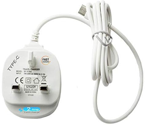 Huawei P30 / P30 Lite / P30 Pro / P60 P60 Pro / P50 P50 Pro / P40 Pro Plus USB TYPE C 3 Pin Strong Rapid Rigid Fast Mains Charger Adapter for Huawei P20 Lite 2019 (WHITE)