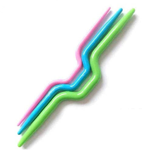 3pcs Plastic Knit Cable Stitch Knitting Needles Smooth Crochet Hook Crooked Needle Twist Curved Hand Knit Knitting Needles