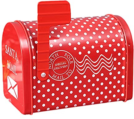 Luckxing Weihnachten Geschenkbox, Eisen Blechkasten Briefkasten Fall Geschenkdose Weihnachten Briefkasten Mit Weihnachtsmann Streifen Dot Gedruckt Für Cookie Candy Kinder Ornamente