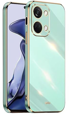 EASSGU Galvanisierter Rahmen Handyhülle für OnePlus Nord 3 / OnePlus Ace 2V (6.74 Inches), Weiche TPU Silikon Schutzhülle - Grün