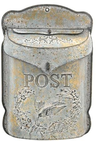Z² BellaDecor Wall Mount Mailbox for Outside Vintage Mail Boxes for House Outside Metal Door Mailbox Drop Box Antique Style Nostalgic Charm Home Decorative, Bird Pattern, Gray