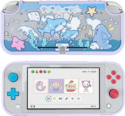 GeekShare Schutzhülle für Nintendo Switch Lite, niedliche, schlanke Schutzhülle, Kratzfest, stoßdämpfend, Harte Schutzhülle, kompatibel mit Nintendo Switch Lite Skin – Shark Party