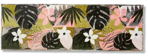 Astra Flauschige Sauberlaufmatte weich - Pure & Soft - Jungle bunt 50 x 150 cm - Waschbarer Küchenteppich innen - Türmatte strapazierfähig - Teppich läufer