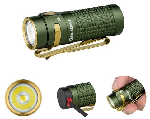 OLIGHT Baton 4 LED kleine Taschenlampe wiederaufladbare bis zu 1300 Lumen, 170 Meter Leuchtweite Superhelle mini Handlampe mit 6 Modi, 30 Tage Laufzeit stark Flashlight IPX8 für Alltag OD Grün