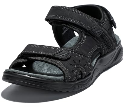 JOMIX Sandales de Sport Homme avec Scratch - Sandales de Randonnée pour Homme - Chaussures d'été pour Sport, Mer et Plage (Noir, 42)