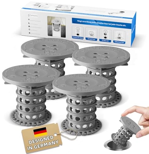 DittoDitto Abflusssieb, Haarsieb für Waschbecken und Dusche, [4 Stück], Duschsieb, Ø40mm geeignet, TPE-Material, Haarfänger, Abflussstopfen mit Sieb für Badewanne, Duschrinne und Abfluss