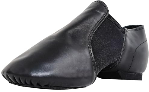 flexdans Jazzskor, Slip On Jazz skor äkta läder delad sula, dansövning och prestanda jazz dansskor för kvinnor män