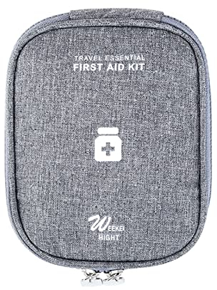 FuninCrea Medikament Tasche, wasserdichte Mini Erste-Tilfe-Tasche Oxford Reiseapotheke Tasche, Tragbar Medikamententasche mit Reißverschluss, Kleine Medizin Aufbewahrungstasche Mehrzweck (grau)
