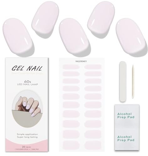JMEOWIO Gel Semicurado de Pegatinas Rosa Claro Gel Semi-Curado Nail Art Stickers Decoración