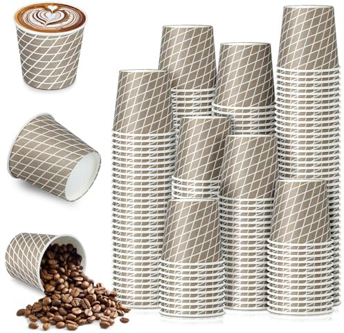 RMERVE 200 Pcs 3 oz Mini Disposable Espresso Cups, Small Paper coffee Cups for Coffee/Tea/Cocoa/Juice for Cafes Offices and Home