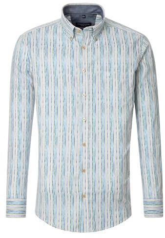 Casa Moda Langarmshirt Casual Fit, Petrol-Streifen, M