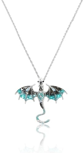 Wasise Collier dragon – Bijoux gothiques, marchandise quatrième aile, bijoux gothiques avec pendentif dragon fantaisie, pendentif dragons chinois, cadeaux dragons pour femme, collier unique cadeau