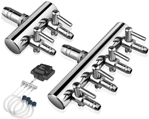 GZcaiyun 2 STK Aquarium Luftverteiler Edelstahl, 4 Wege/2 Wege Luftstromregler Aquarium, Luftpumpe Verteiler Aquarium Luftventile für Aquarien und Aquakultur