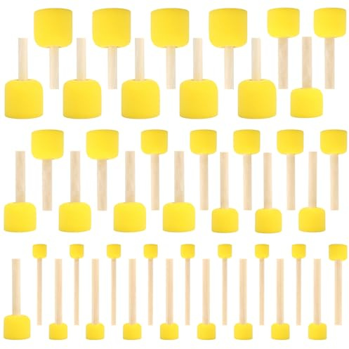 45 Stück Schwammstupf Pinsel Set 5 Größen Runde Schwämme Tupfpinsel (Gelb) | Stupfpinsel zum Malen, Vielseitige Schwammbuersten, für DIY Malerei Handwerk Keramik Werkzeuge Wiederverwendbar