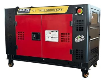 Hahn & Sohn Diesel Stromerzeuger HDE-18000SA3-10000W max. Leistung - AVR, Elektrostart & Räder, 75 db - Stromgenerator Baustelle, Haus, Landwirtschaft - Notstromaggregat - Diesel Generator 400V