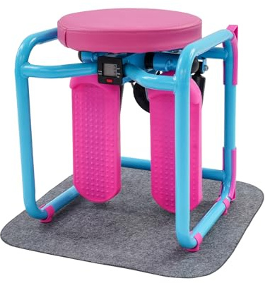 Stepper multifonction avec siège - 42 x 34,5 x 32 cm - Mini stepper de sport - Jusqu'à 150 kg - Pour la maison, l'appartement, le bureau, le salon, la chambre à coucher (bleu, rose)